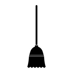 Illustration showing a black mop icon for cleaning the floor, on a white background