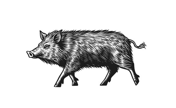 recommend clip art: Boar, wild boar, hog, wild pig, sketch. Vintage retro print, wild boar, forest pig sketch ink style drawing, linear drawing, engrave old school. Sketch artwork silhouette wild ho pig. Illustration