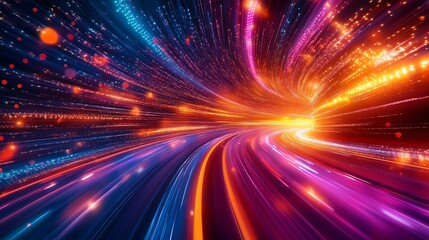 Fototapeta premium Colorful Light Trails in Abstract Motion with Bright Bokeh Effects