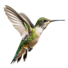 Fototapeta premium Beautiful hummingbird flying on a white background