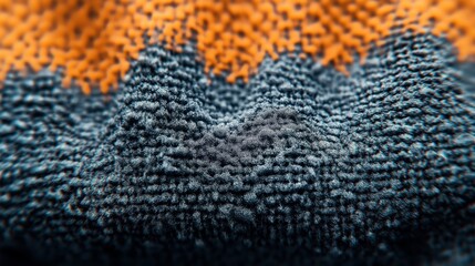 Abstract close-up of a textured surface with intricate patterns in shades of blue and orange,...