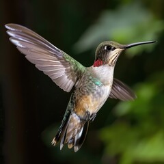 Fototapeta premium Female Ruby Throadted Hummingbird in flight