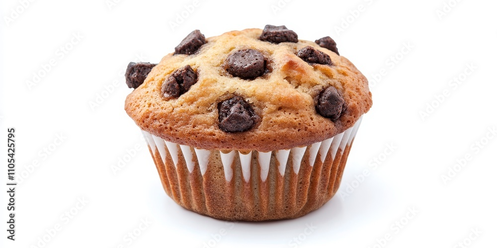 Poster Muffin isolated on a white background with a clipping path, featuring no shadow. This muffin represents a delightful dessert option and a tempting choice for junk food lovers.
