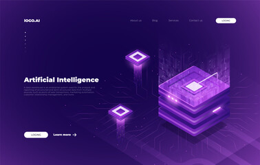 Artificial intelligence circuit line. Machine learning concept. Smart network digital technology. AI. Vector illustration