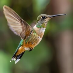 Fototapeta premium hummingbird focus flying colourfull fly hummingbird focus flying colourfull fly