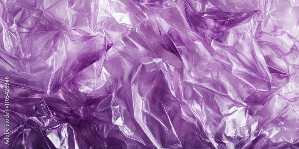 Poster crumpled lilac plastic texture showcases a unique and vibrant surface created by a piece of cellopha