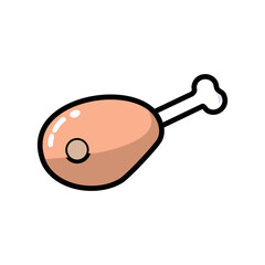 Fried chicken leg flat icon for apps and websites. Vector illustration