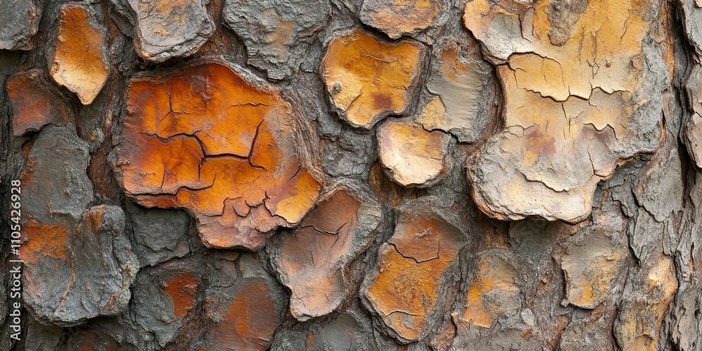 Poster exploring the intricate tree bark texture reveals the beauty of tree sap and pine resin, showcasing 