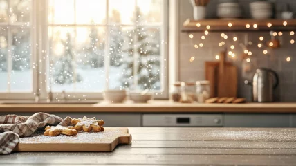 Christmas workspace festive theme, warm kitchen with holiday cookies and cozy winter atmosphere © Dream Vision