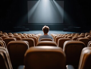 Cinematic moments experiencing an empty theater from the audience's perspective