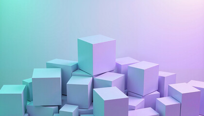 Obraz premium A good background with pastel cubes in gradient light