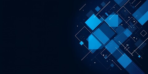 Naklejka premium Abstract blue geometric shapes on dark background