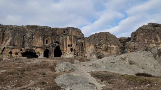 Virgin Mary Church in the ancient Ayazini Metropolis in Afyonkarahisar, built between 8th and 10th centuries AD, carved into a single tuff rock.