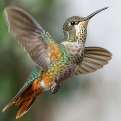 Fototapeta premium Rufous tailed Hummingbird in 4K Photo