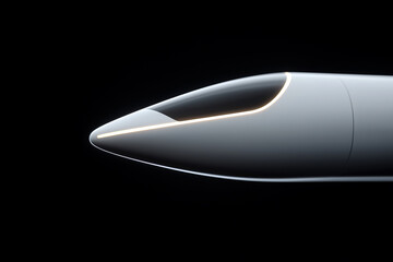 Streamlined wind blade design with glowing accents, showcasing futuristic technology and innovation in renewable energy solutions. sleek and aerodynamic form enhances efficiency and performance