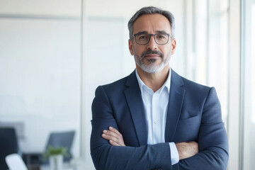 Fototapeta premium Confident Arab financial advisor in modern office setting