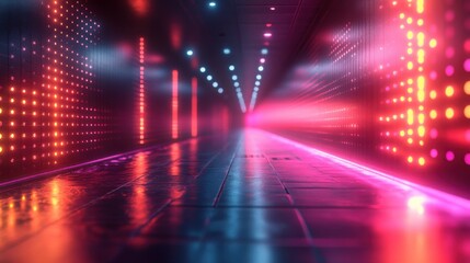 Fototapeta premium Futuristic neon gradient background with glowing elements, ideal for modern and dynamic designs