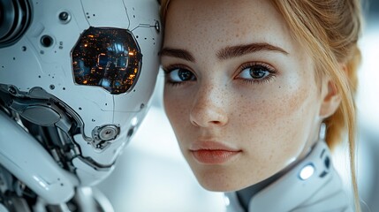 High-Tech Doctor Portrait with Robot Interaction