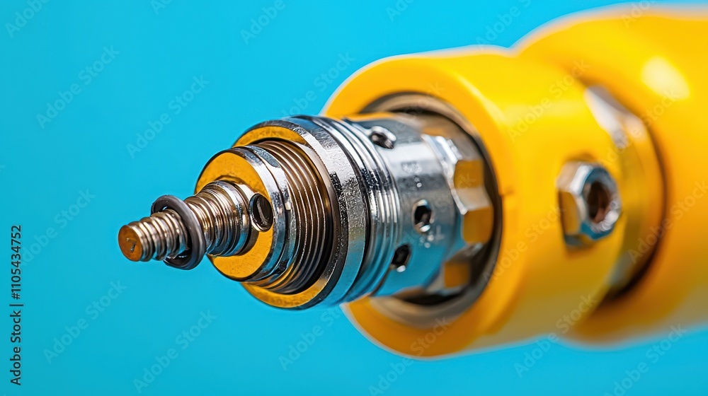 Aufkleber closeup of coaxial cable connector in low resolution technology workshop macro photography focused v