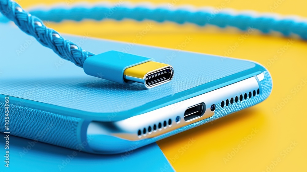 Poster magnetic charging cable connection tech device close-up image modern environment detail view focus o