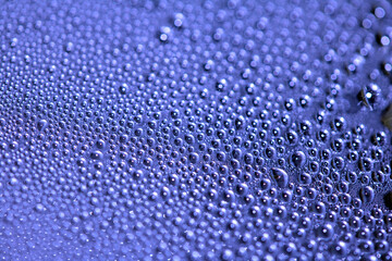 Tiny Bubbles on a Colour Background Condensation Blue Steam Water