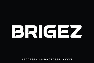 Modern bold futuristic alphabet display font vector illustration