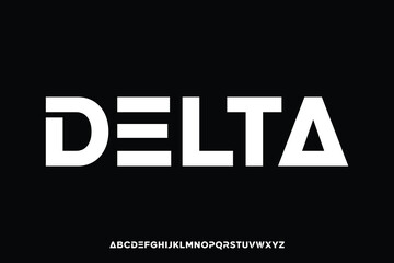 Fototapeta premium Modern futuristic sans serif alphabet display font vector. Abstract delta typeface