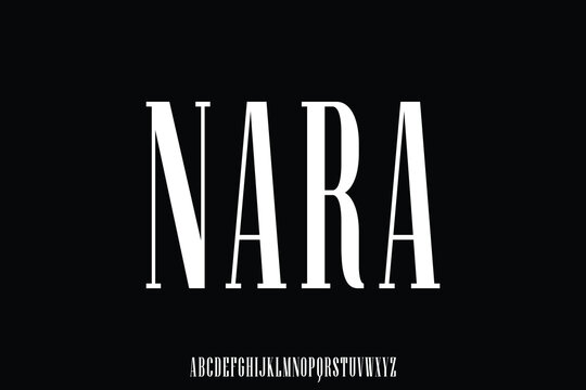 Elegant luxury tall serif alphabet display font vector. High end condensed typeface