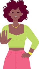 Rejection gesture. Woman show stop. Negative sign