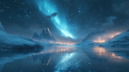 Stunning aurora borealis with vibrant hues illuminating the night sky, ideal for celestial and scenic designs