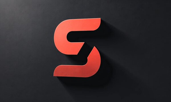 Abstract red letter S on dark background.