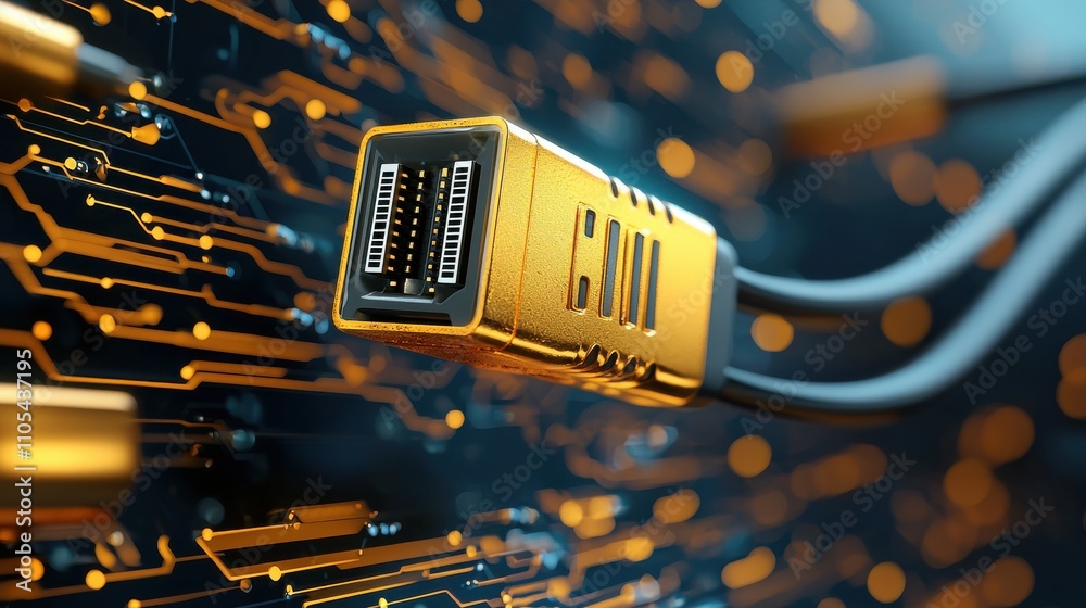 Poster connecting innovation exploring goldplated hdmi cable connectors in technology digital space product