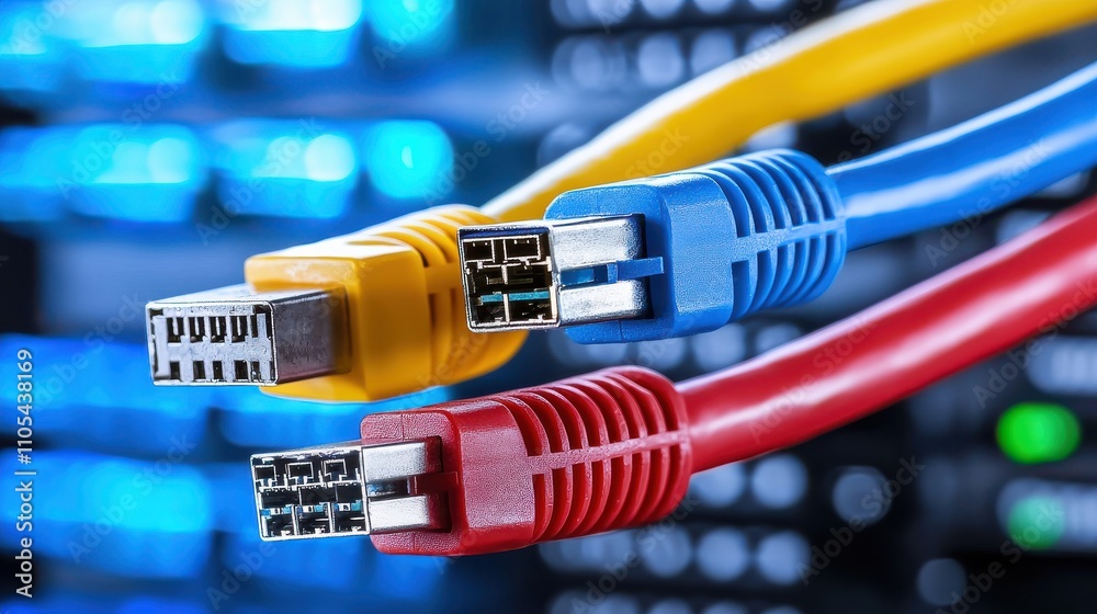 Aufkleber Examining twisted pair cables with individual colored wires in a low-resolution setting for technical insights