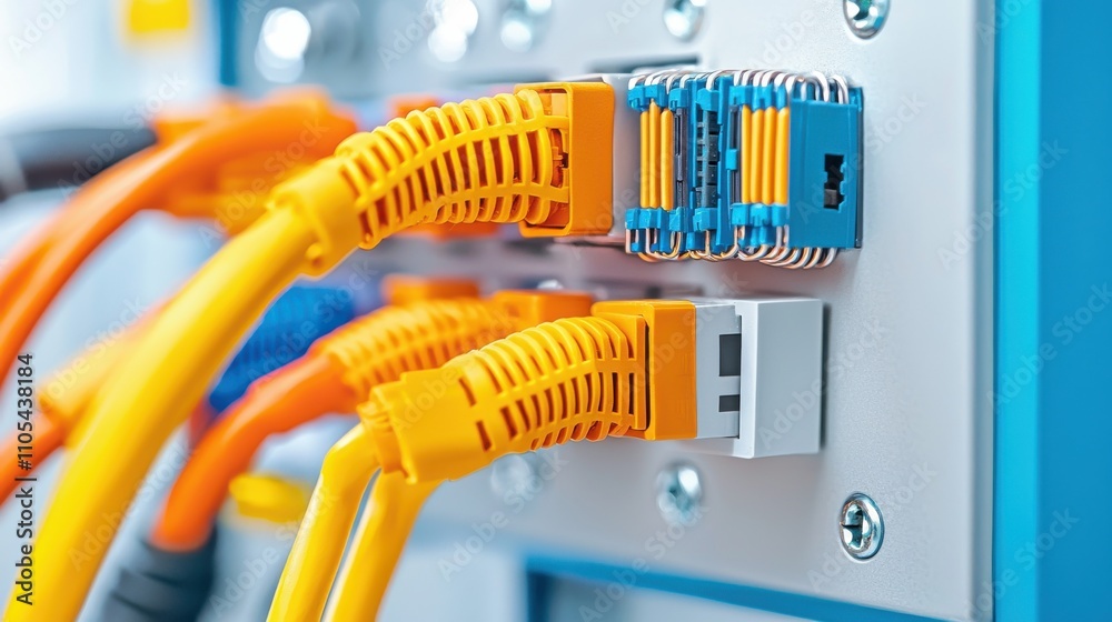Poster Twisted pair cables displaying individual colored wires in low resolution technology environment close-up view for enhanced understanding