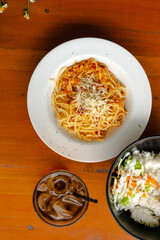 The menu for breaking the fast is spaghetti and rice, wrong beef and iced tea. month of ramadan