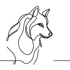 Fototapeta premium Minimalist line drawing of a wolf's head.