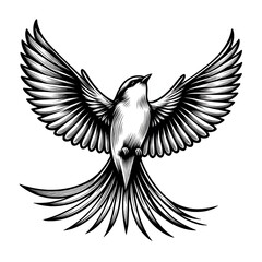 Fototapeta premium Stylized bird with outstretched wings.