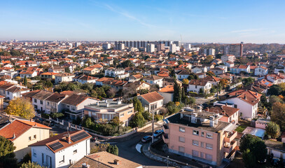 Fototapeta premium Aerial view of a neighborhood in Toulouse, Haute Garonne, Occitanie, France