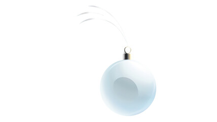 Stylized New Year's Eve ball drop icon, glowing clear ball descending, isolated on transparent background.