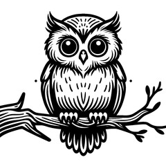 Fototapeta premium A stylized owl perched on a branch.