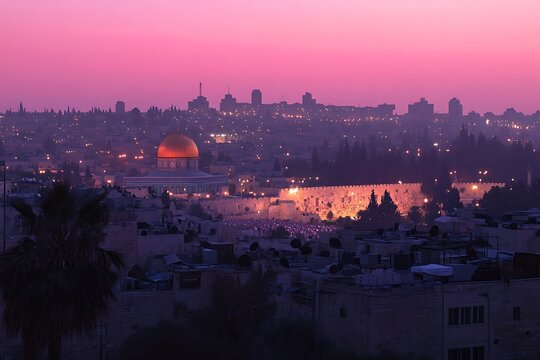 The Dome of the rock, Al-Aqsa Mosque, Jerusalem, Palestine. isolated
