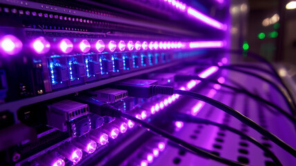 Fototapeta premium Ai generates innovative technology frameworks data center digital infrastructure high-tech environment close-up connectivity concept