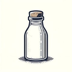 A glass bottle with a cork lid, empty.
