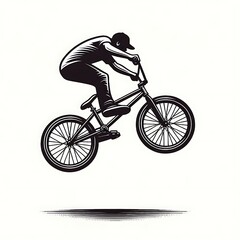 Naklejka premium BMX rider performing a jump in a graphic style.