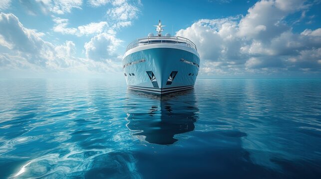 Luxurious yacht sailing on clear waters, ideal for promoting upscale travel and summer vacations