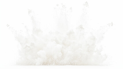 Bright white paint color powder explosion. Gray powder explosion with dark colors isolated white background. Abstract powder splatted on white background, freeze motion of black powder exploding.