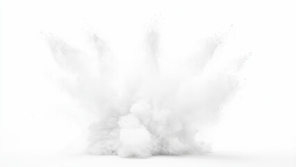 Bright white paint color powder explosion. Gray powder explosion with dark colors isolated white background. Abstract powder splatted on white background, freeze motion of black powder exploding.