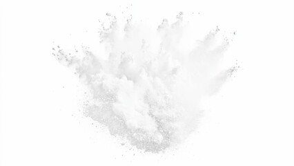 Bright white paint color powder explosion. Gray powder explosion with dark colors isolated white background. Abstract powder splatted on white background, freeze motion of black powder exploding.