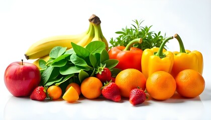 Naklejka na ściany i meble vegetables and fruits on a white background