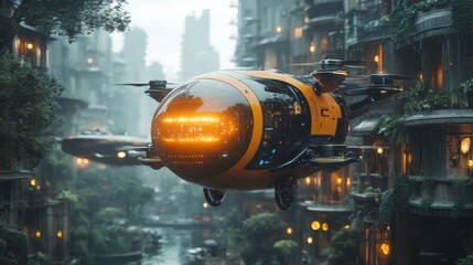 Futuristic 3D rendering of a drone delivery system with advanced technology for fast and efficient parcel transport